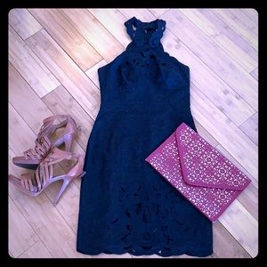 Karen Millen Little Black Dress KM sz 4 fitted